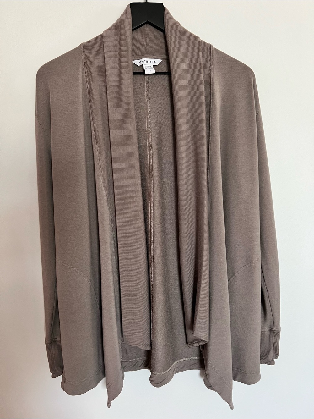Athleta Pranayama Taupe Draped Open-Front Women's Cardigan